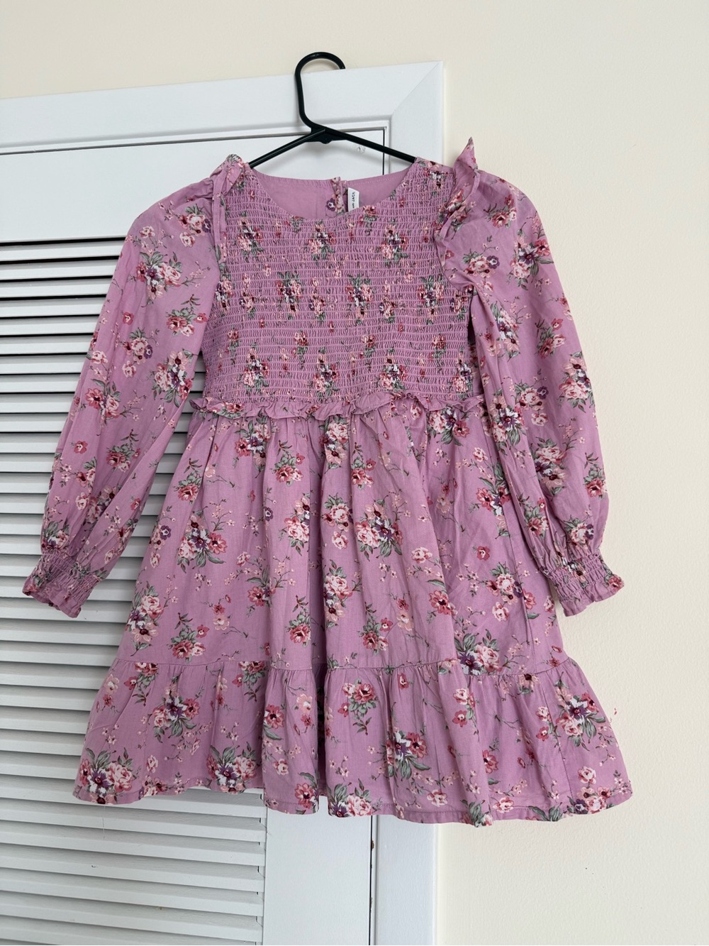Janie and Jack Lavender Floral Smocked Long-Sleeve Dress